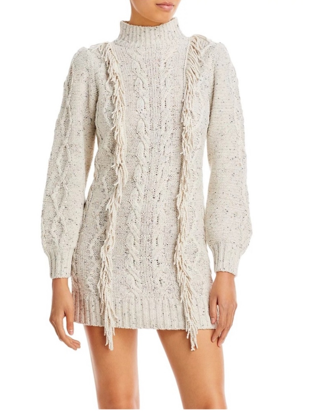 NWT Line & Dot Cream Cable-Knit Fringe Mini Dress Sz XS